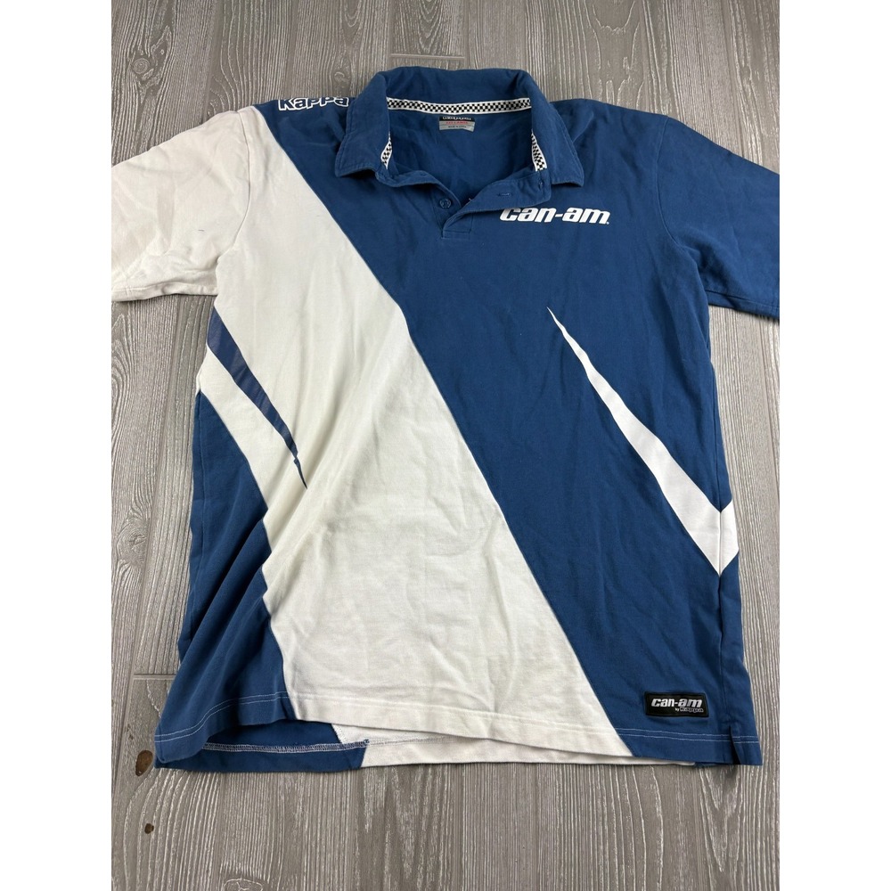 Kappa Mens XXL Can-Am Racing Polo Shirt Blue White Colorblock Short Sleeve